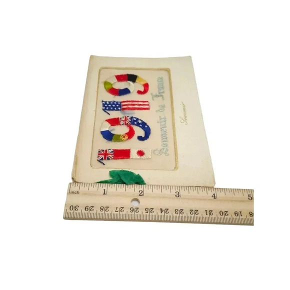 1919 Souvenir de France Floral Embroidered Color Antique Postcard Booklet - Picture 10 of 10